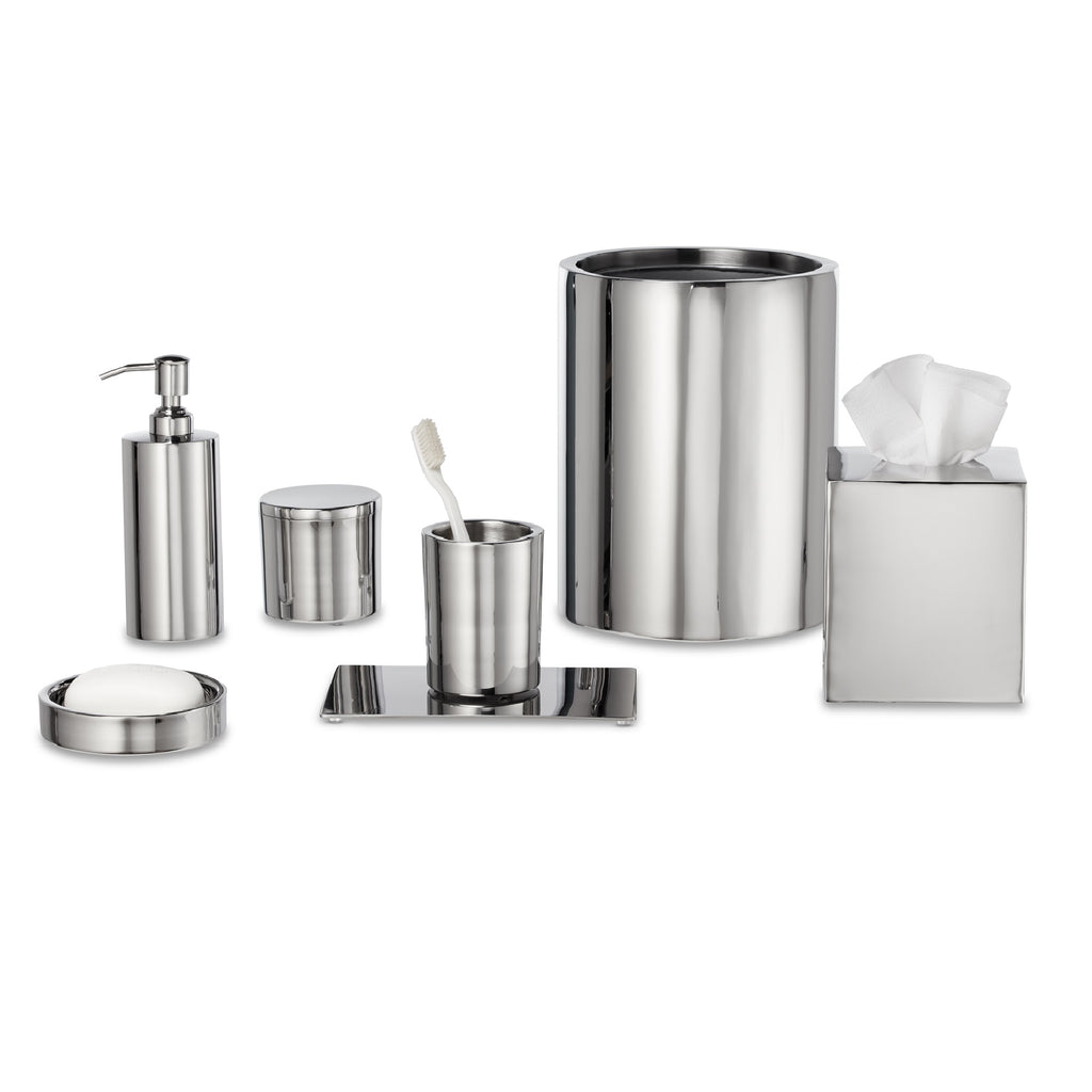 Roselli Trading Company Modern shiny Silver Stainless Steel Bath Accessory  Set in the Bathroom Accessories department at