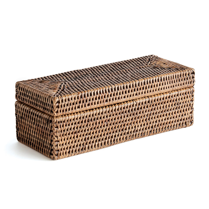 Burma Rattan 3-Compartment Lidded Box (Warm Brown)