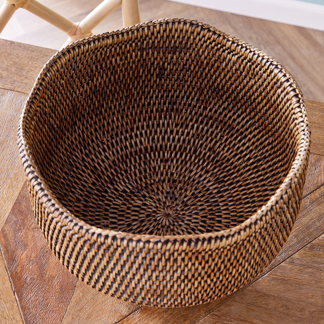 Burma Rattan Footed Cachepot (Warm Brown)
