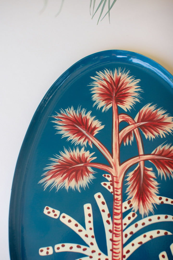 Set of 3 Handpainted Oval Trays with Botanical Designs