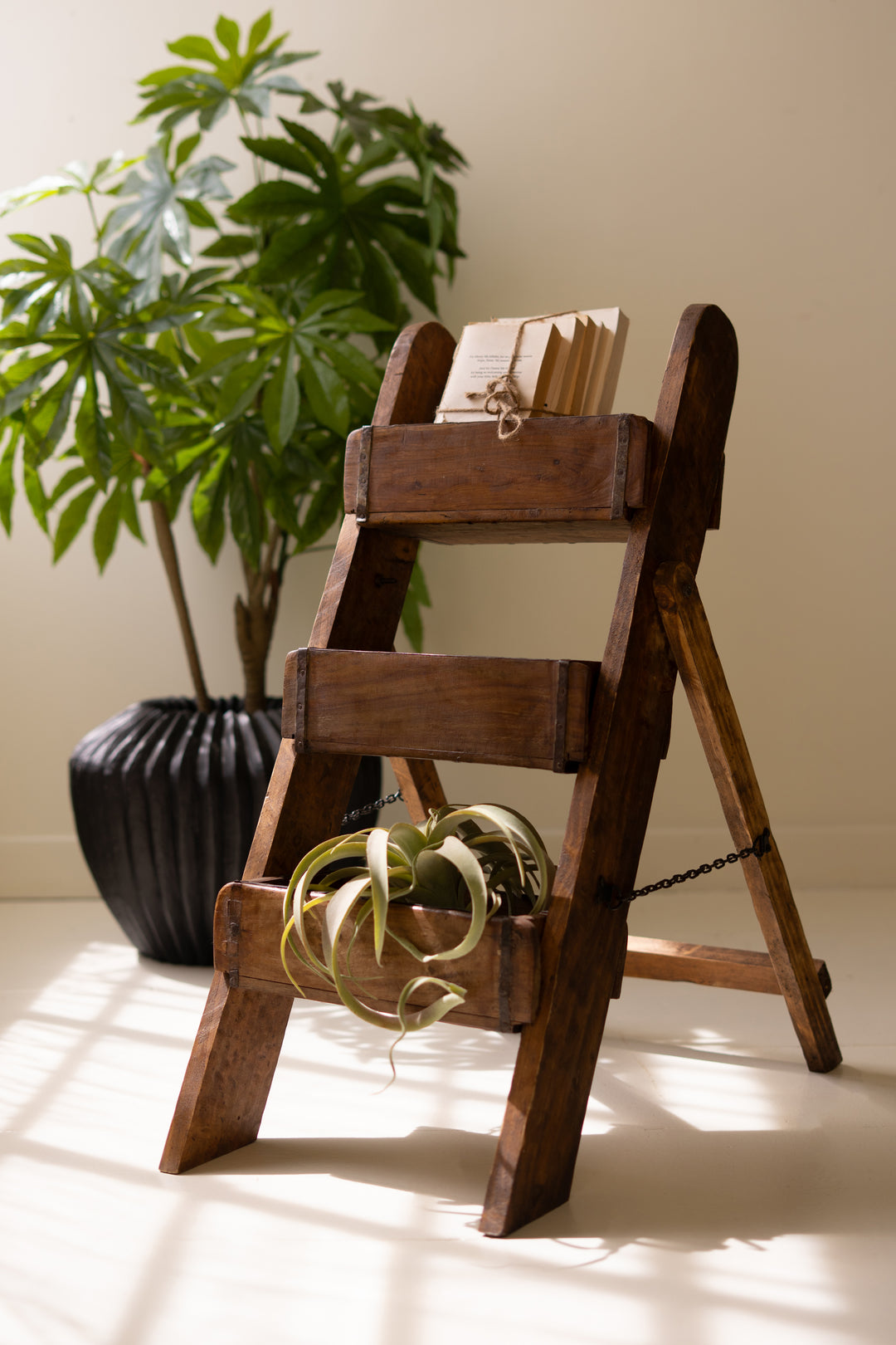 Three-Tiered Wooden Brick Mold Display Stand