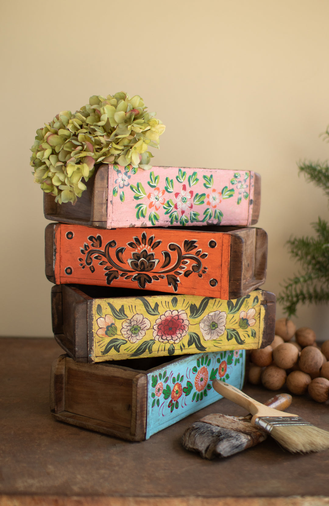 Set of 4 Hand-Painted Brick Molds