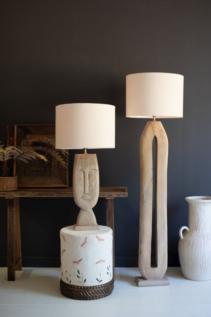 Tall Oval Wooden Floor Lamp with With Shade