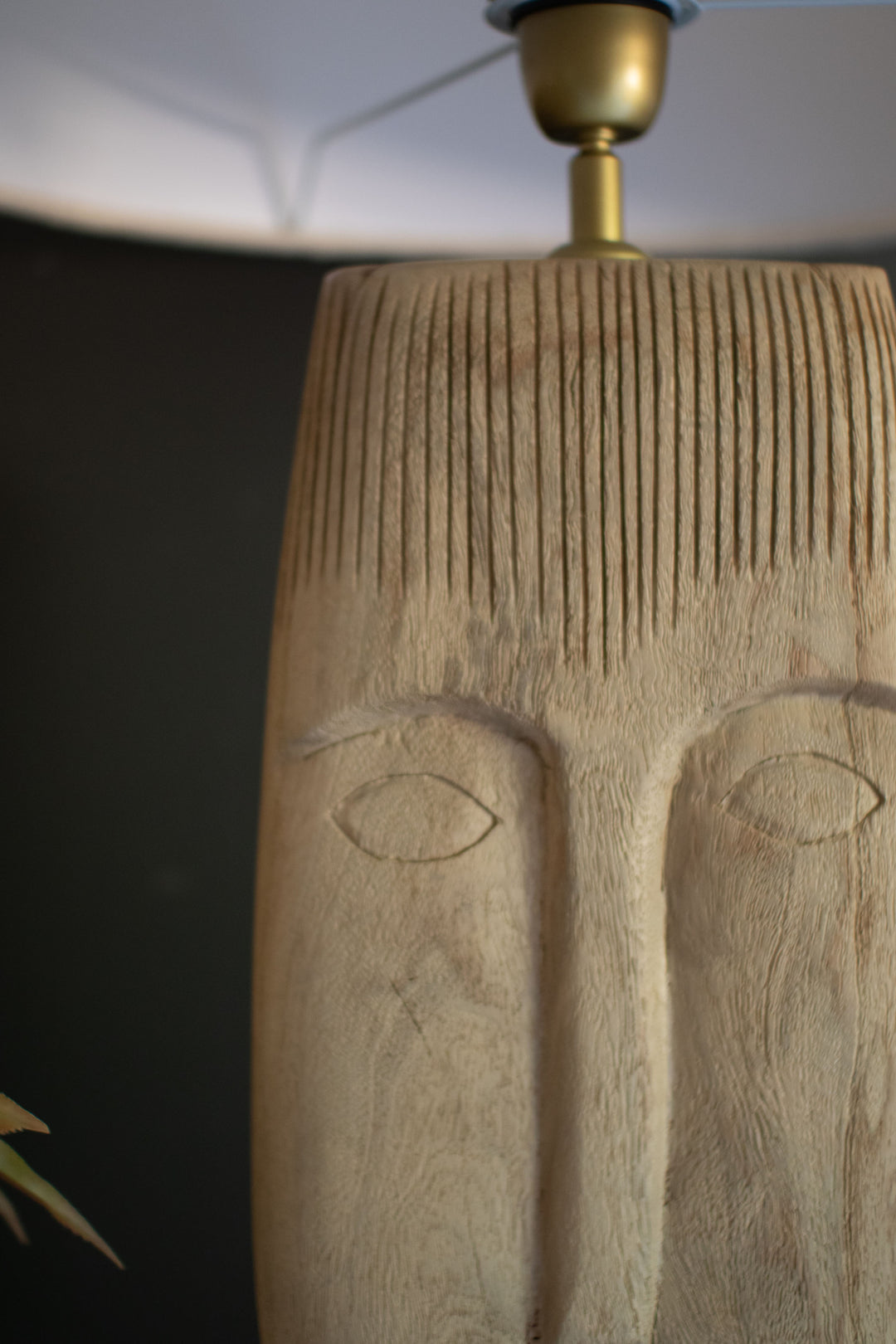 Wooden Face Table Lamp with Shade