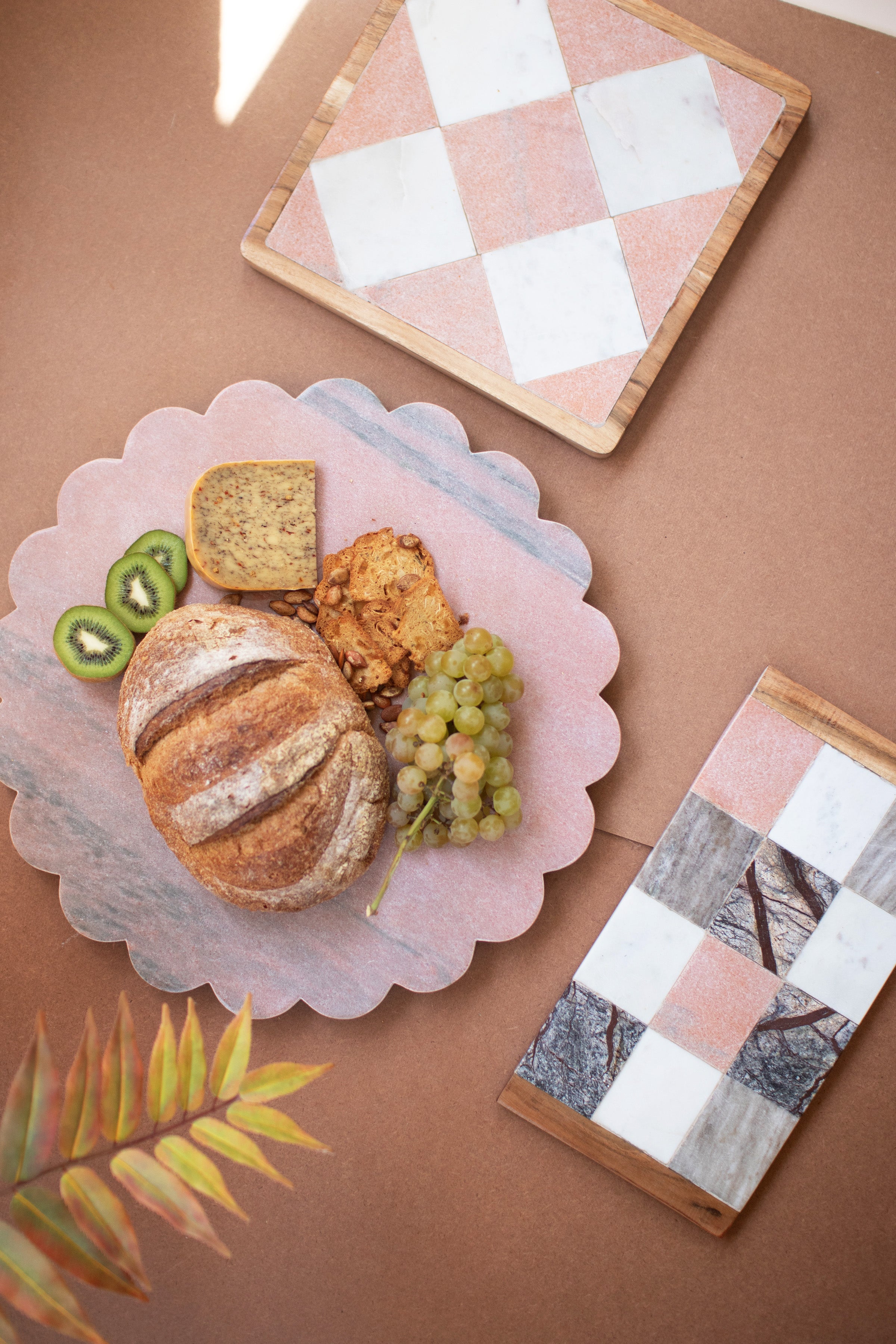 Rectangle Marble and Wood Checkered Serving Board - Thumbnail 3