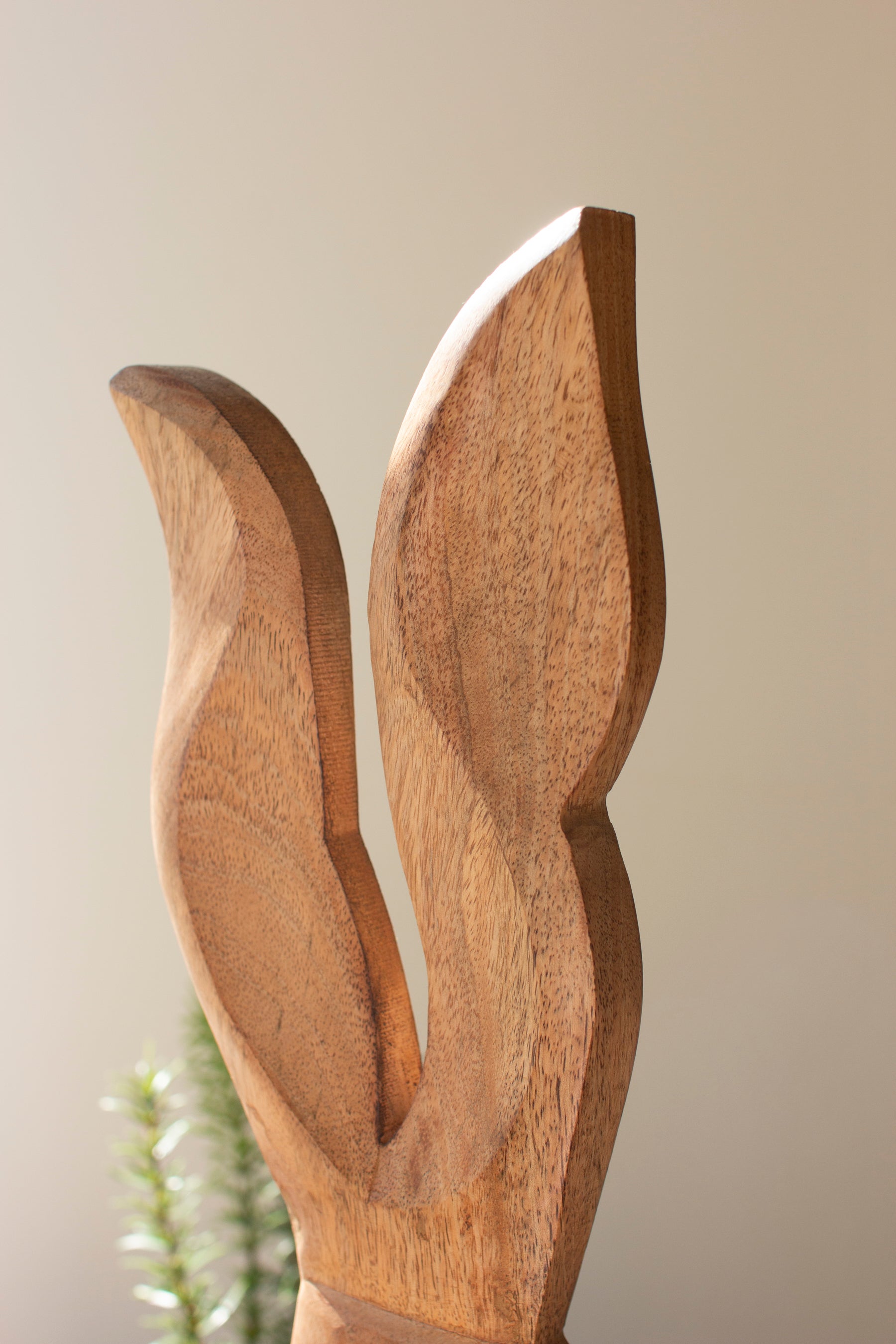 Tall Carved Wood Rabbit on A Stand