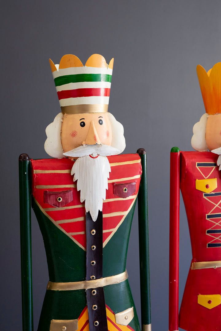 Set of 2 Painted Metal and Wood Nutcrackers