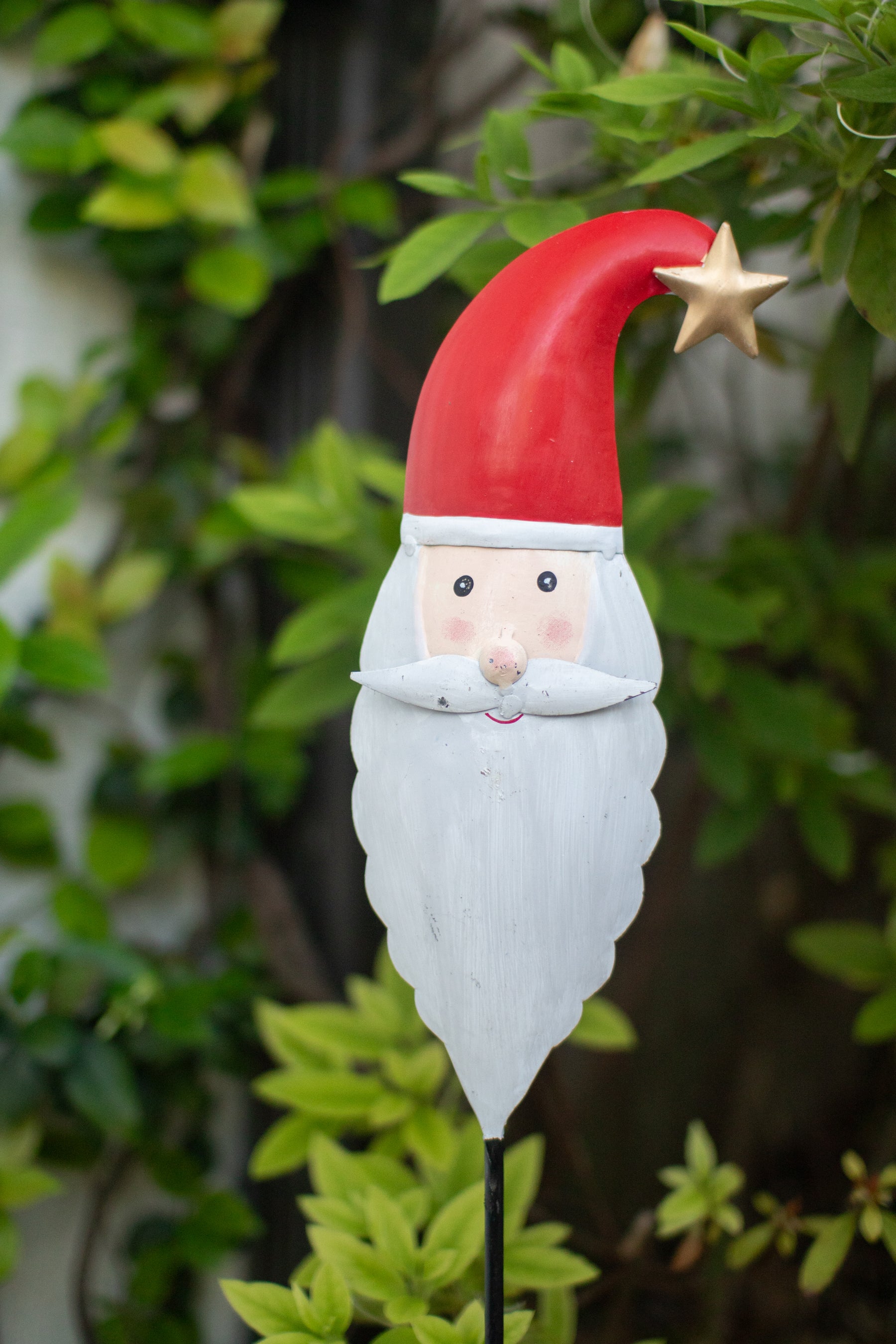 Painted Iron Santa Garden Stake - Thumbnail 2