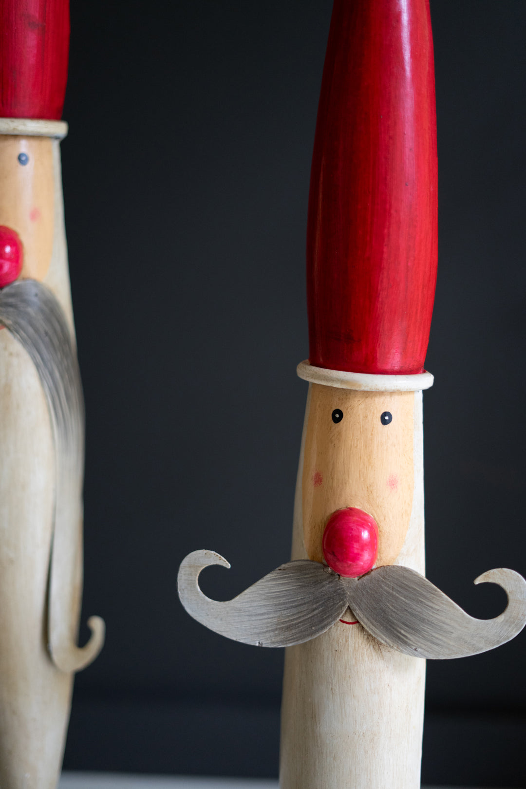 Set of 2 Hand-Painted Tall Santa Faces