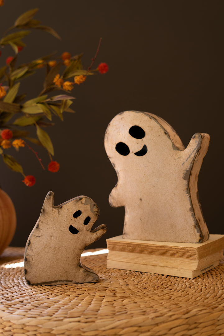 Set of 2 Recycled Iron Halloween Ghosts