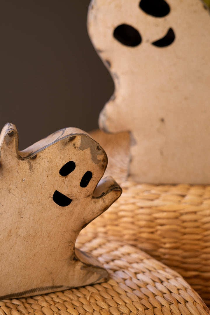 Set of 2 Recycled Iron Halloween Ghosts