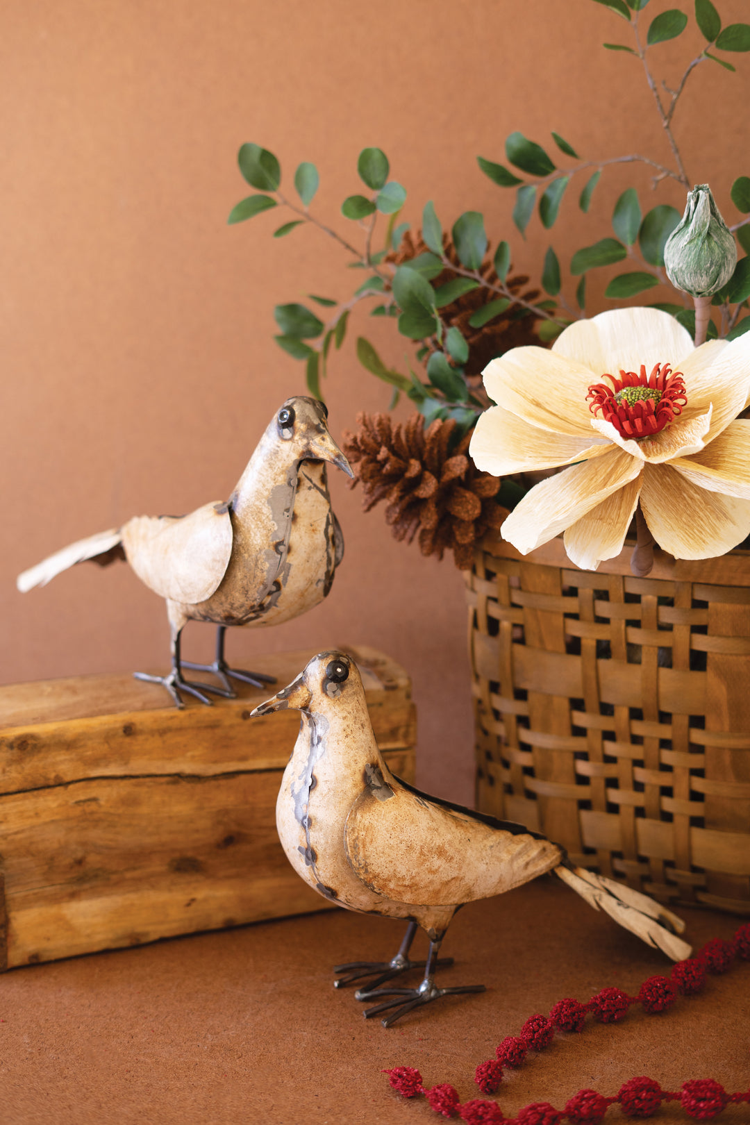 Set of 2 Recycled Metal Pigeons