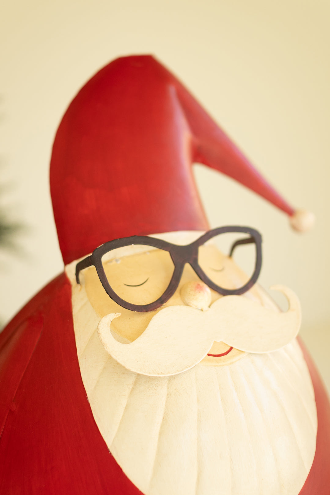 Large Painted Metal Santa with Glasses