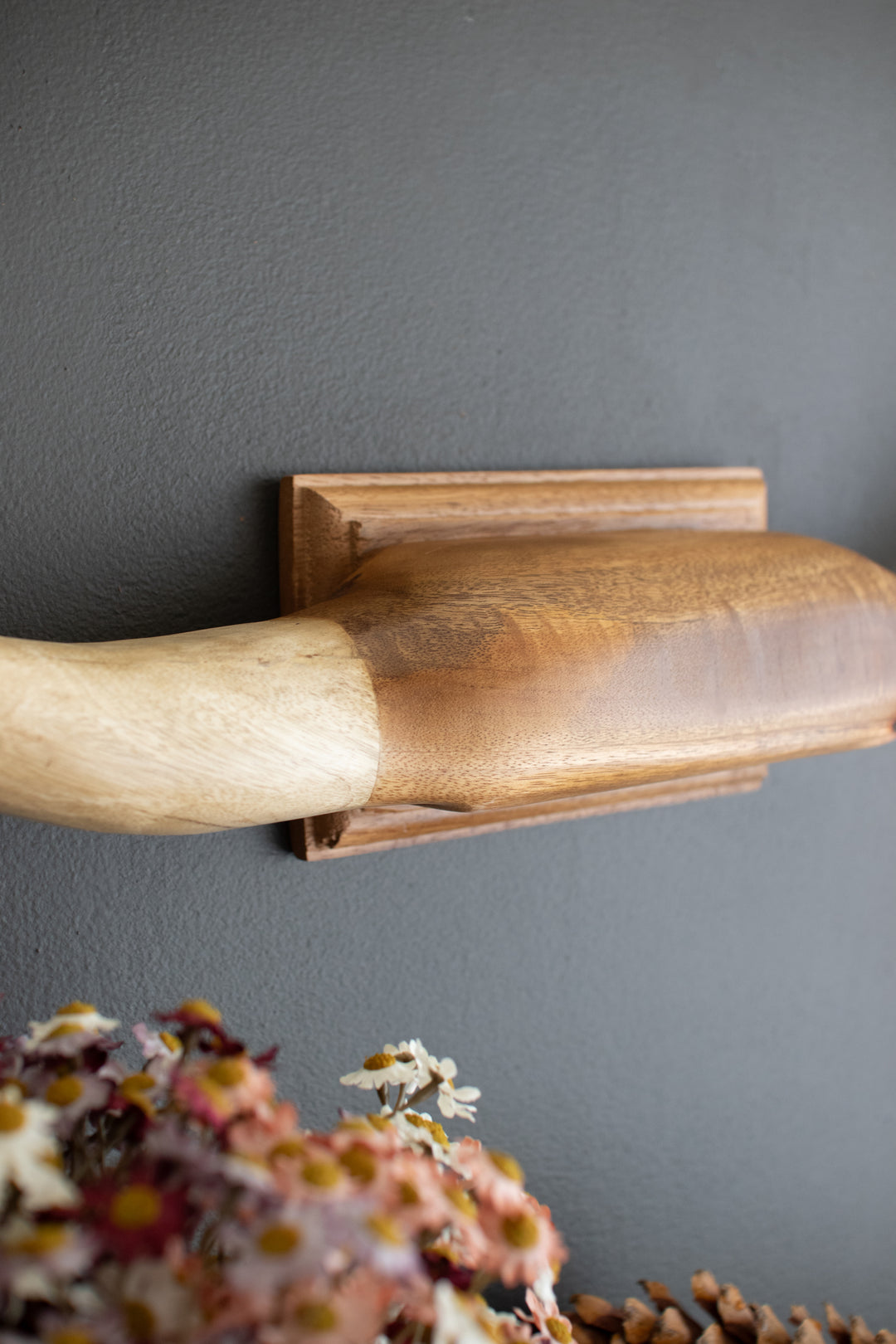 Carved Mango Wood Longhorn Wall Art