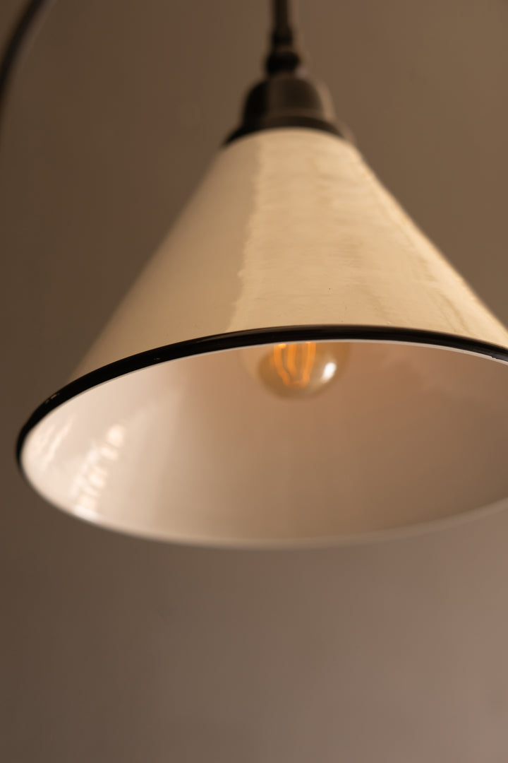 Metal Wall Lamp with Tapered Black and White Enamel Shade