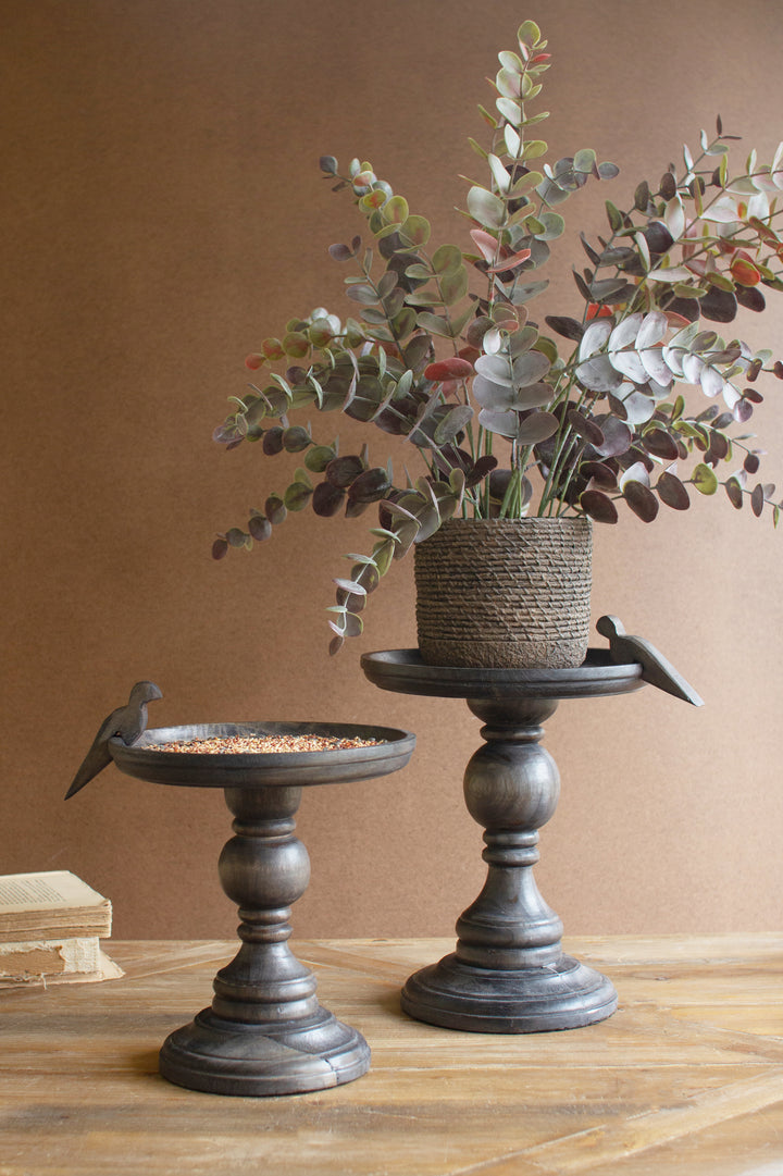 Set of 2 Wooden Display Stands with Bird Detail