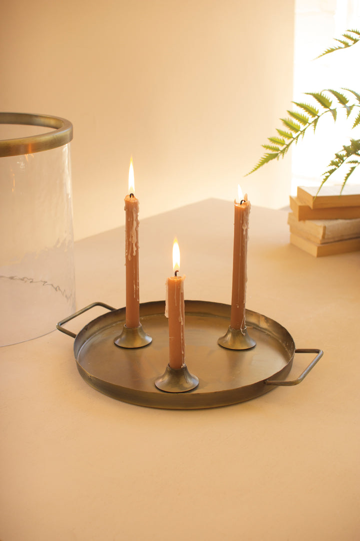 Glass Cylinder with Antique Brass Taper Candle Holder