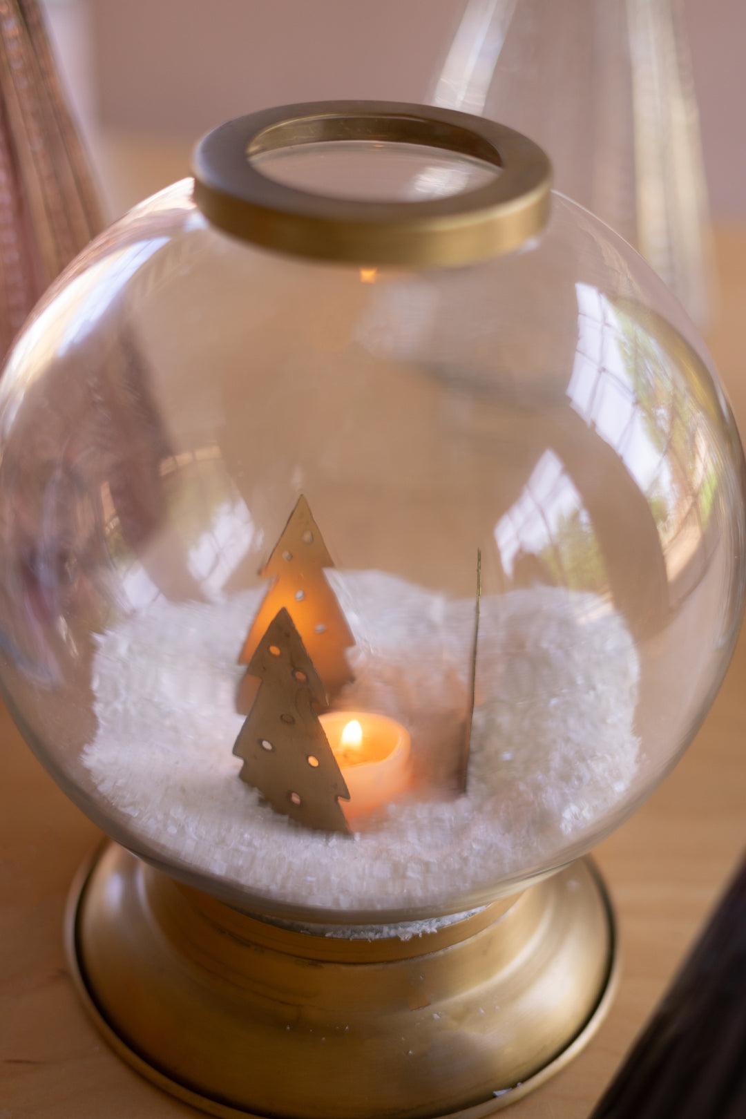 Glass and Metal Globe Candle Holder