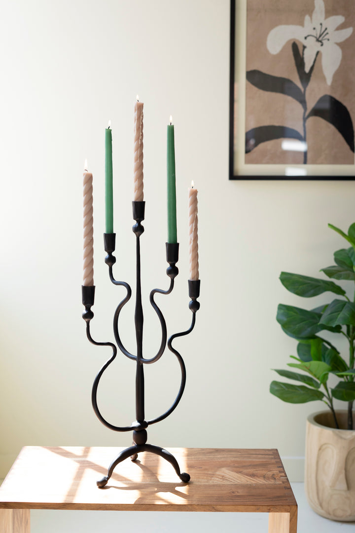 Forged Iron Five Taper Candelabra