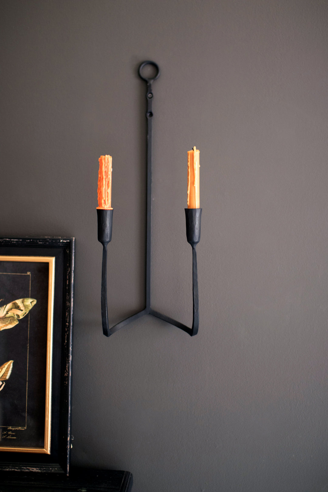 Forged Iron Double Taper Wall Sconce (Set of Two)