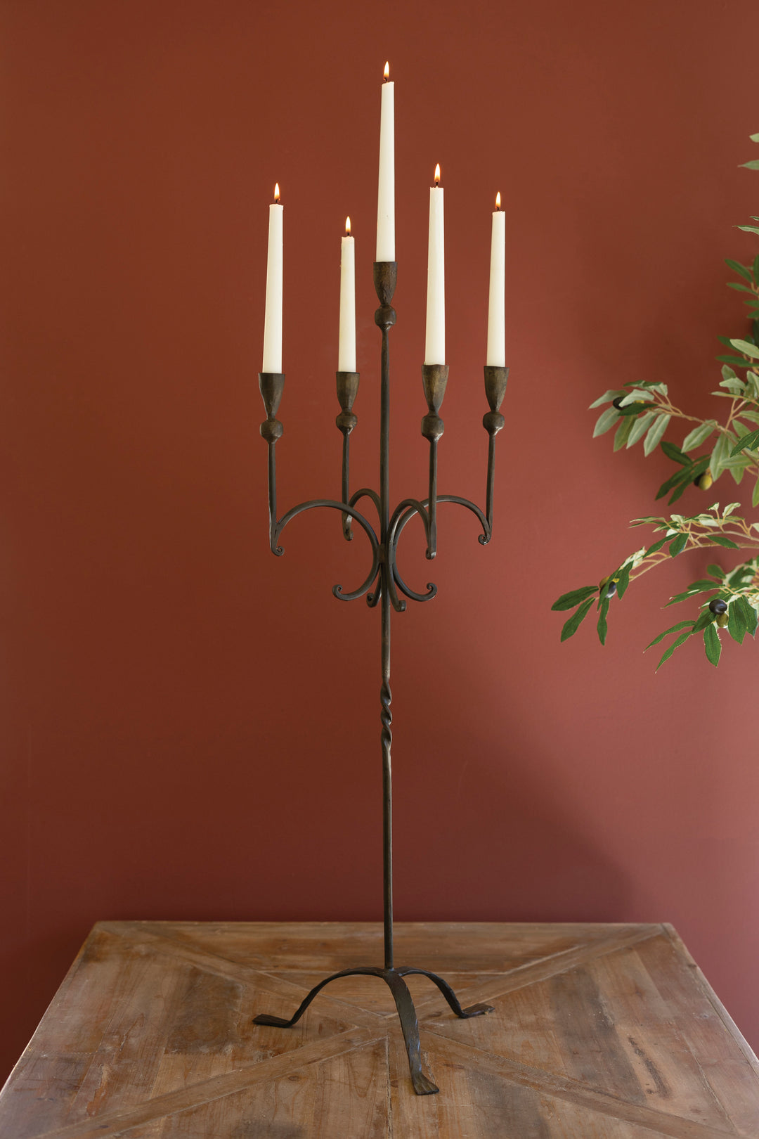 Forged Iron Rustic Five Taper Candelabra