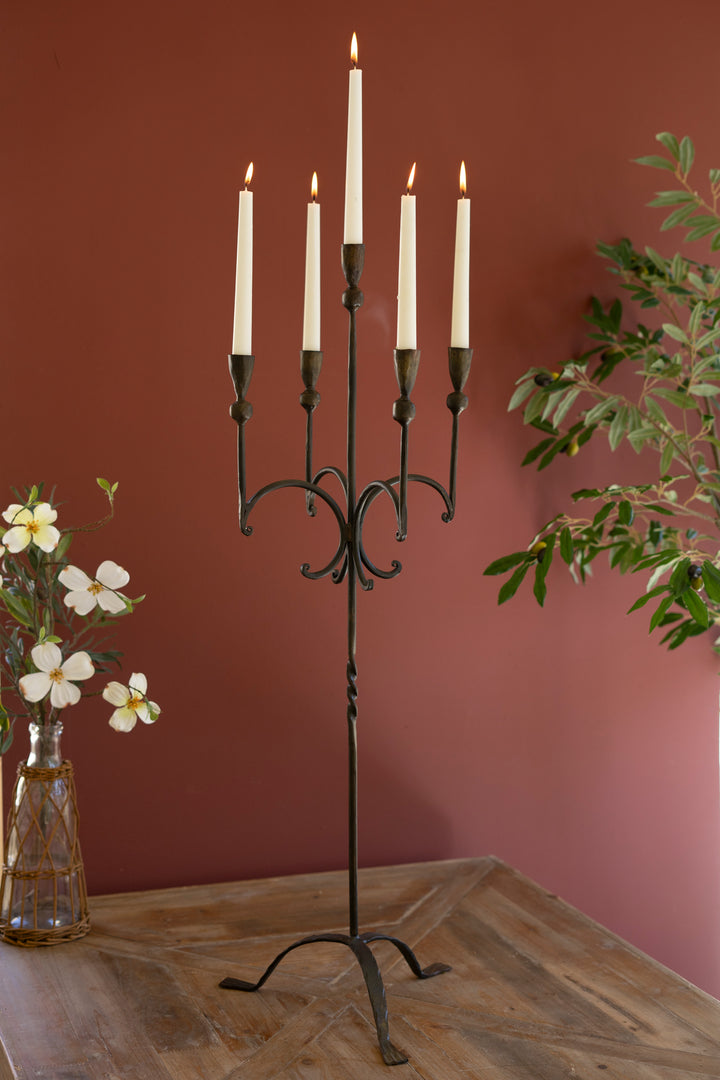 Forged Iron Rustic Five Taper Candelabra