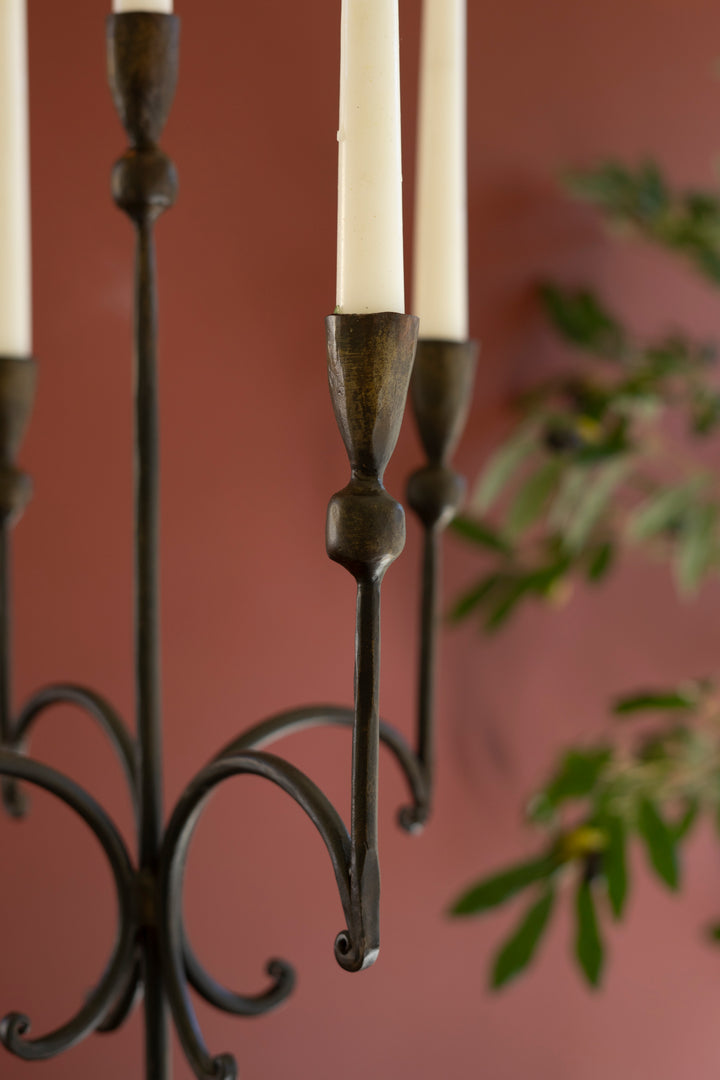 Forged Iron Rustic Five Taper Candelabra