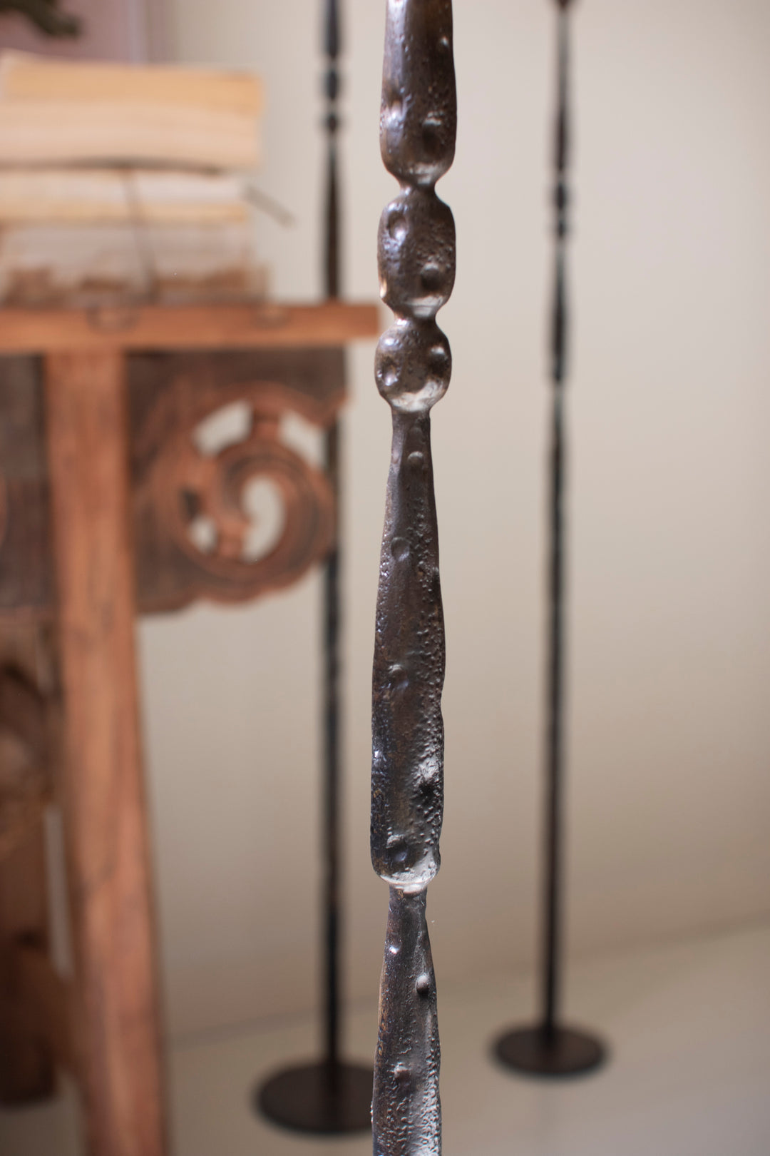 Set of 3 Tall Forged Iron Taper Candle Holders