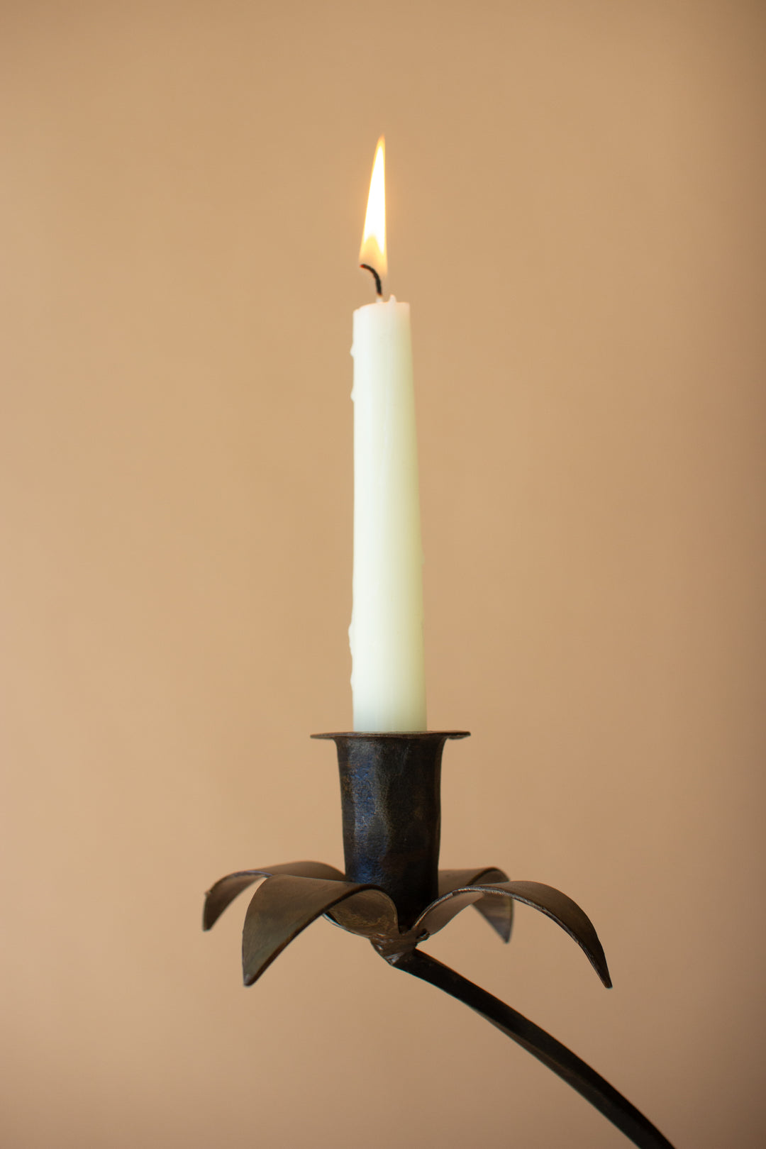 Set of 2 Forged-Iron Triple Taper Candelabras