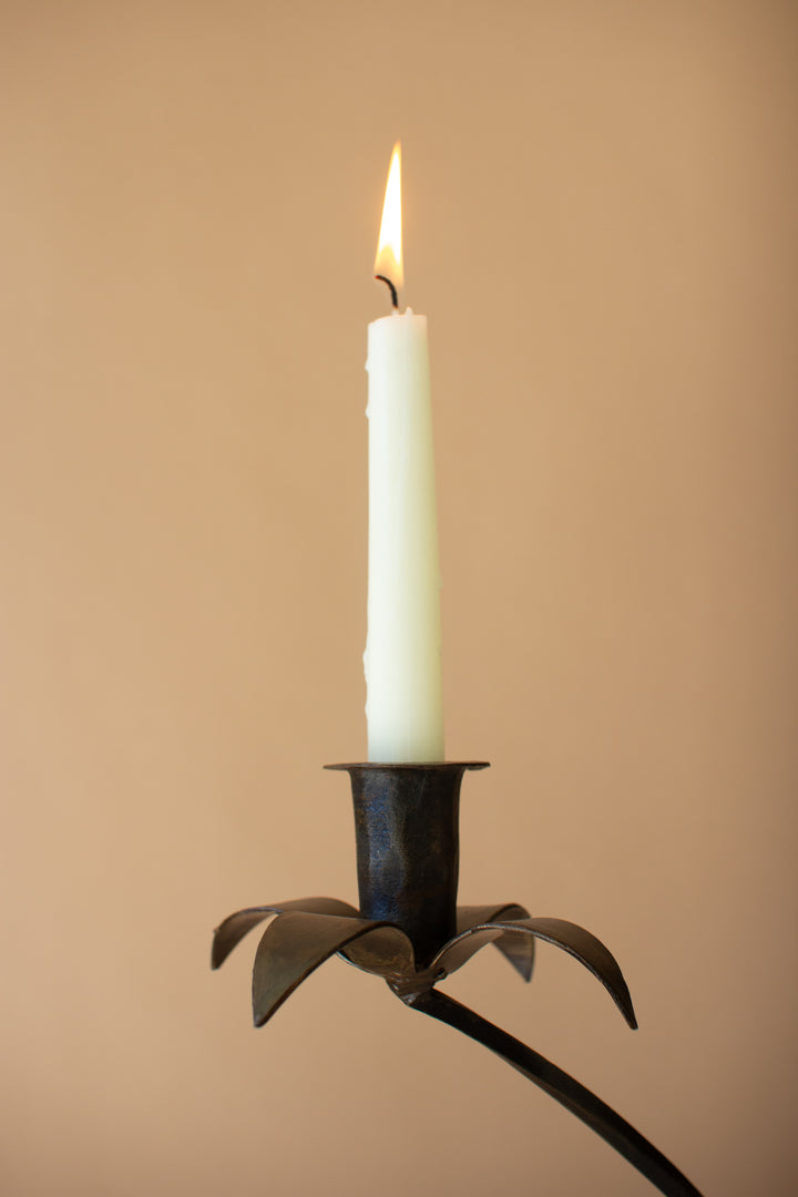 Set of 2 Forged-Iron Triple Taper Candelabras