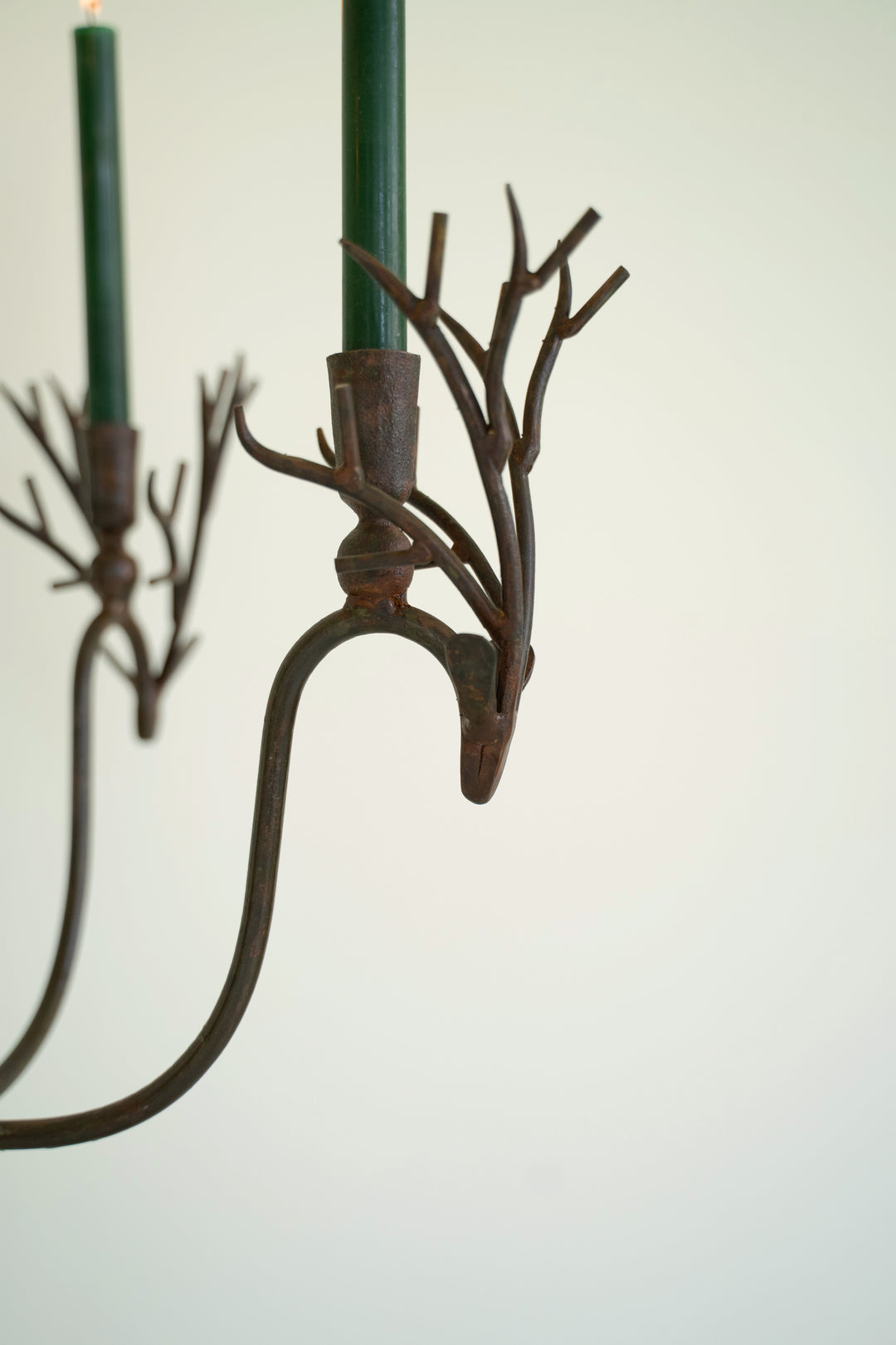 Forged Rustic Iron Deer Candelabra