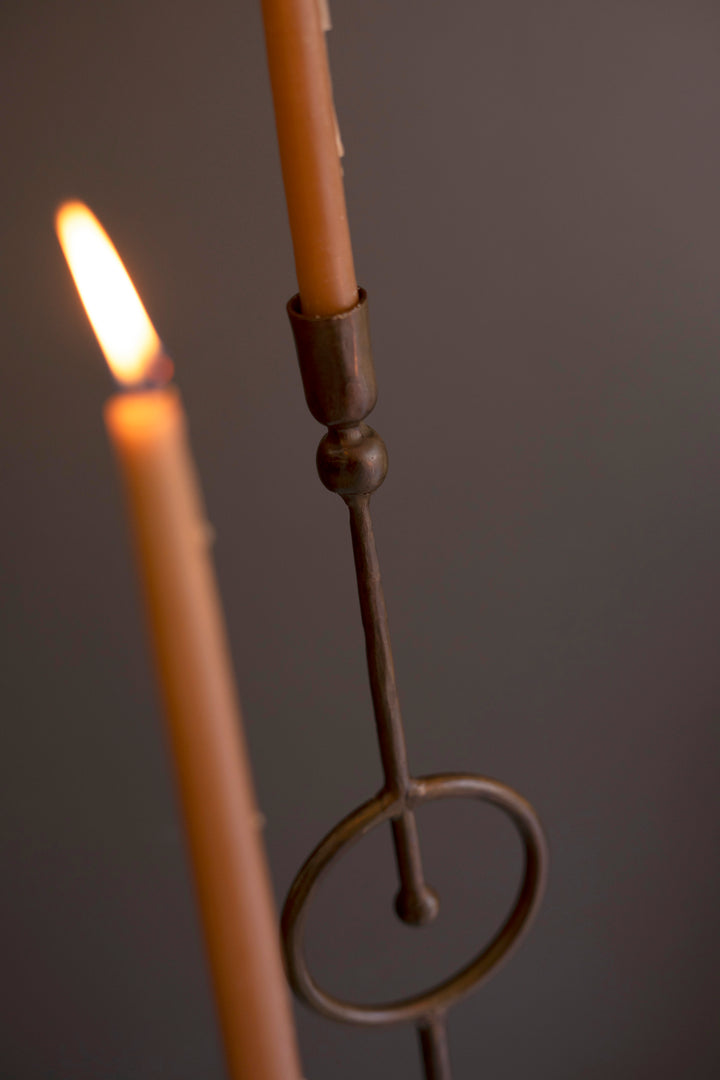 Set of 3 Tall Taper Candle Holders with Circle Detail