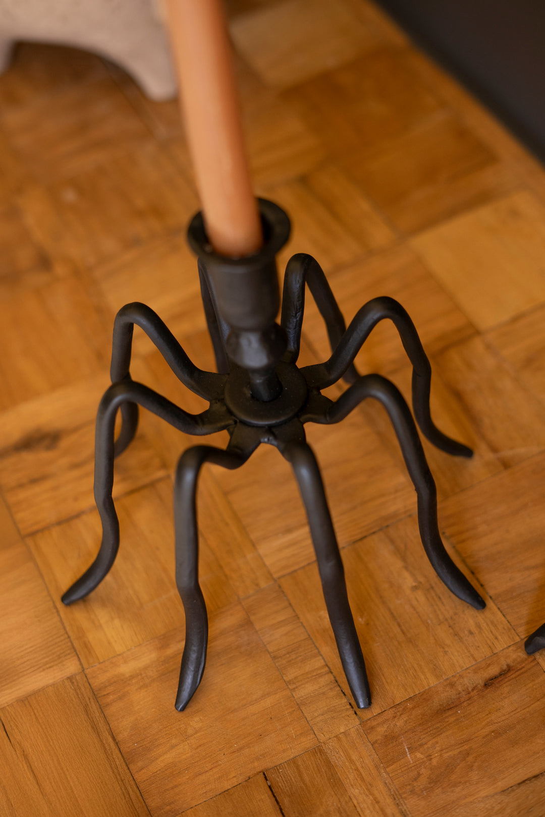Set of 2 Cast Iron Spider Taper Candleholders