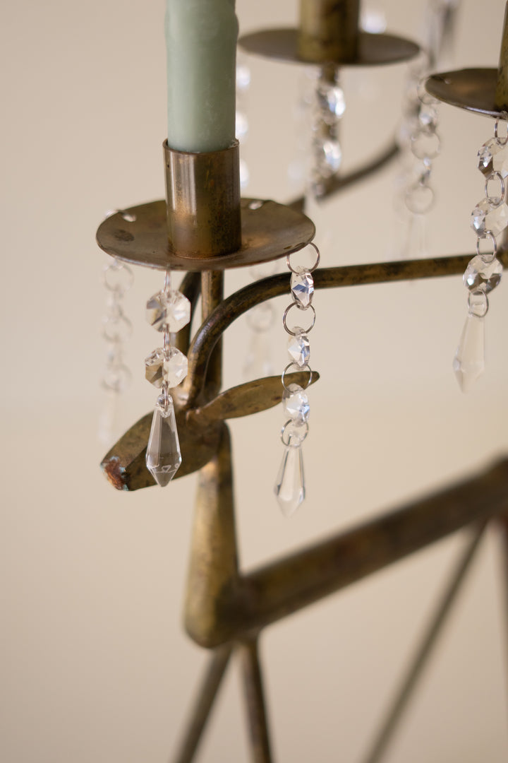 Forged-Iron Deer Candelabra Holder with Gems