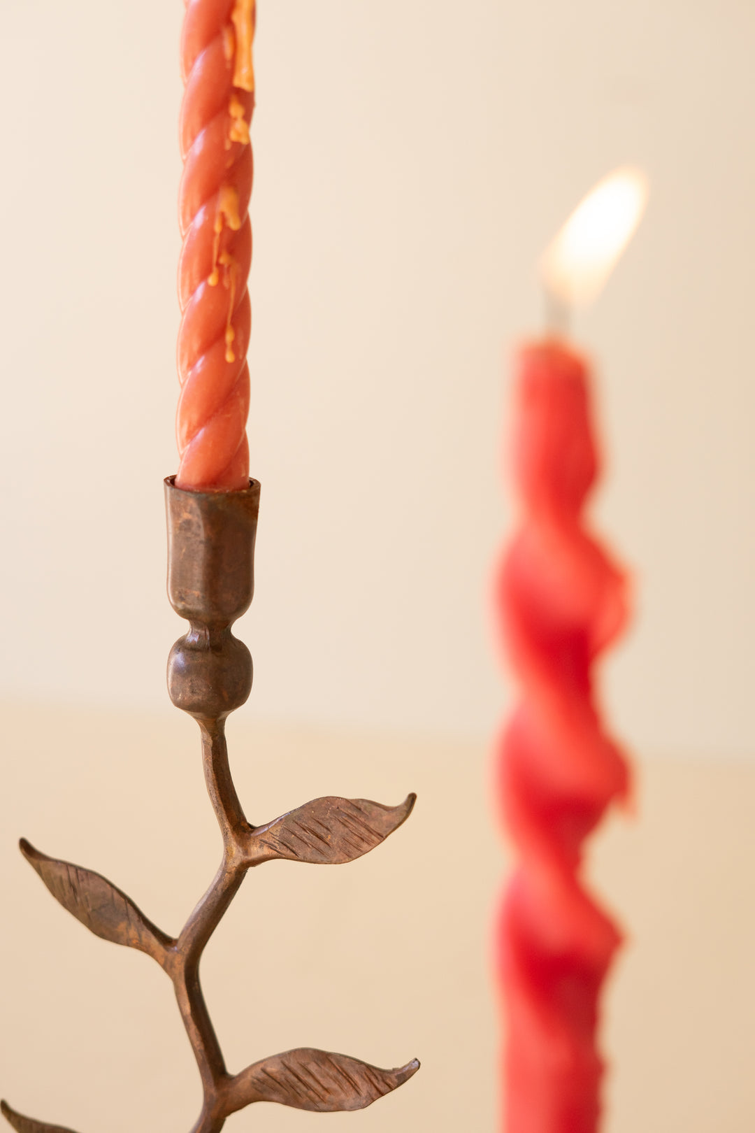 Set of 3 Forged-Iron Vines Taper Candle Holders