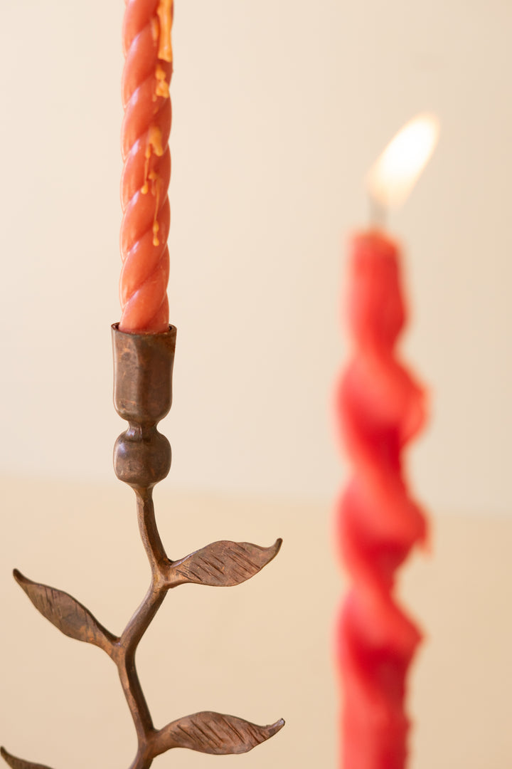 Set of 3 Forged-Iron Vines Taper Candle Holders