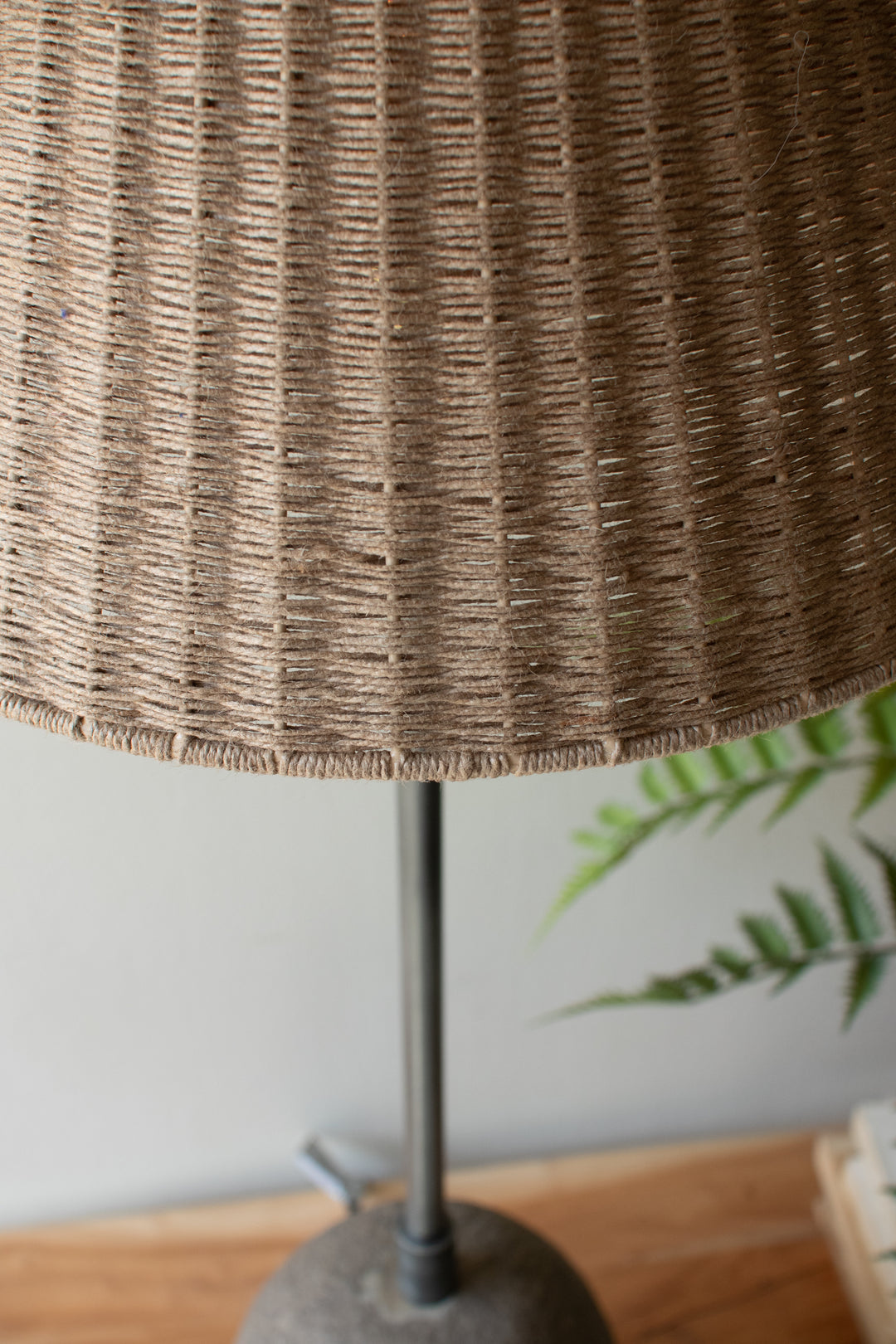 Paper Mache Table Lamp and Rattan Shade