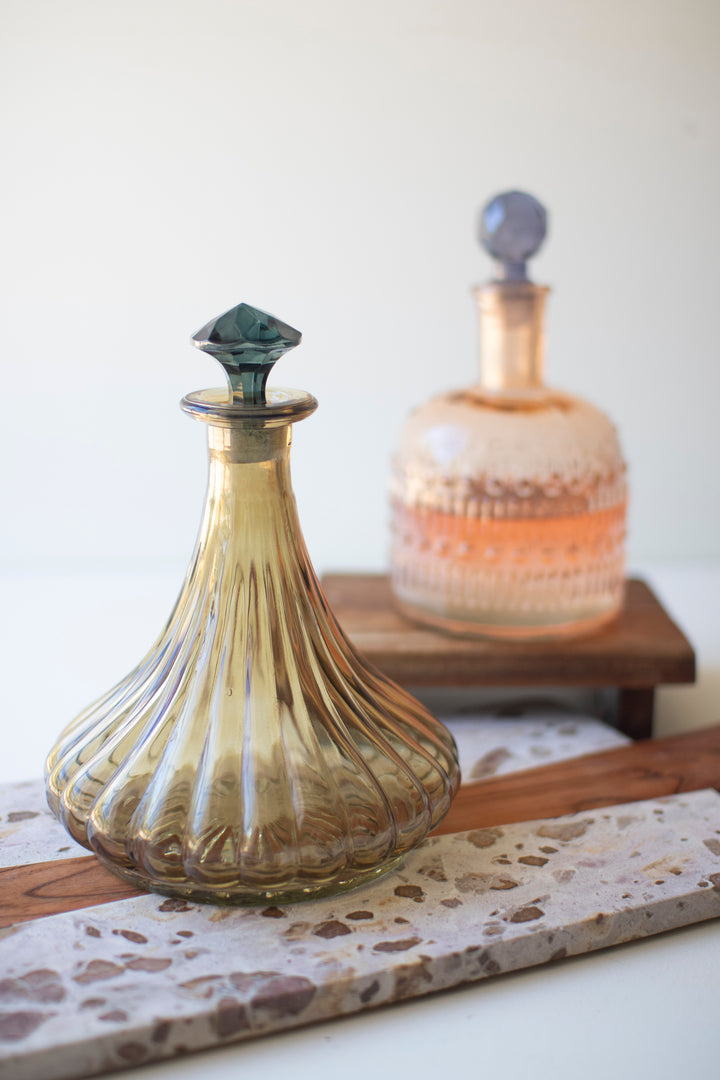 Set of 2 Decorative Glass Decanters