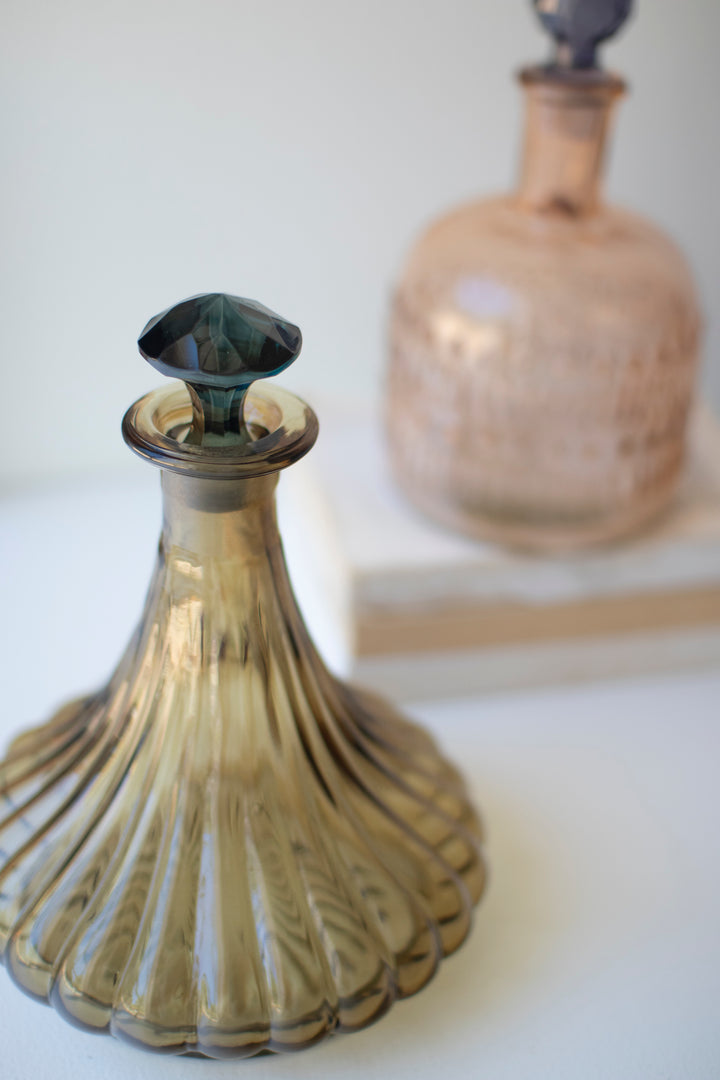 Set of 2 Decorative Glass Decanters