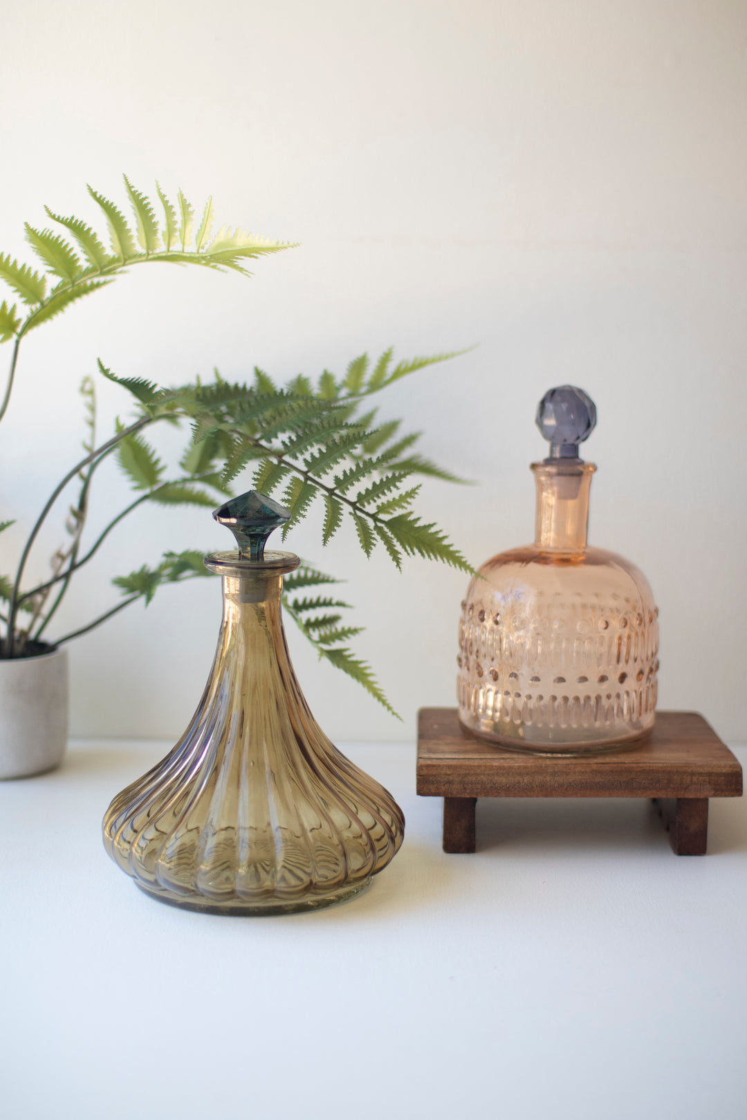 Set of 2 Decorative Glass Decanters