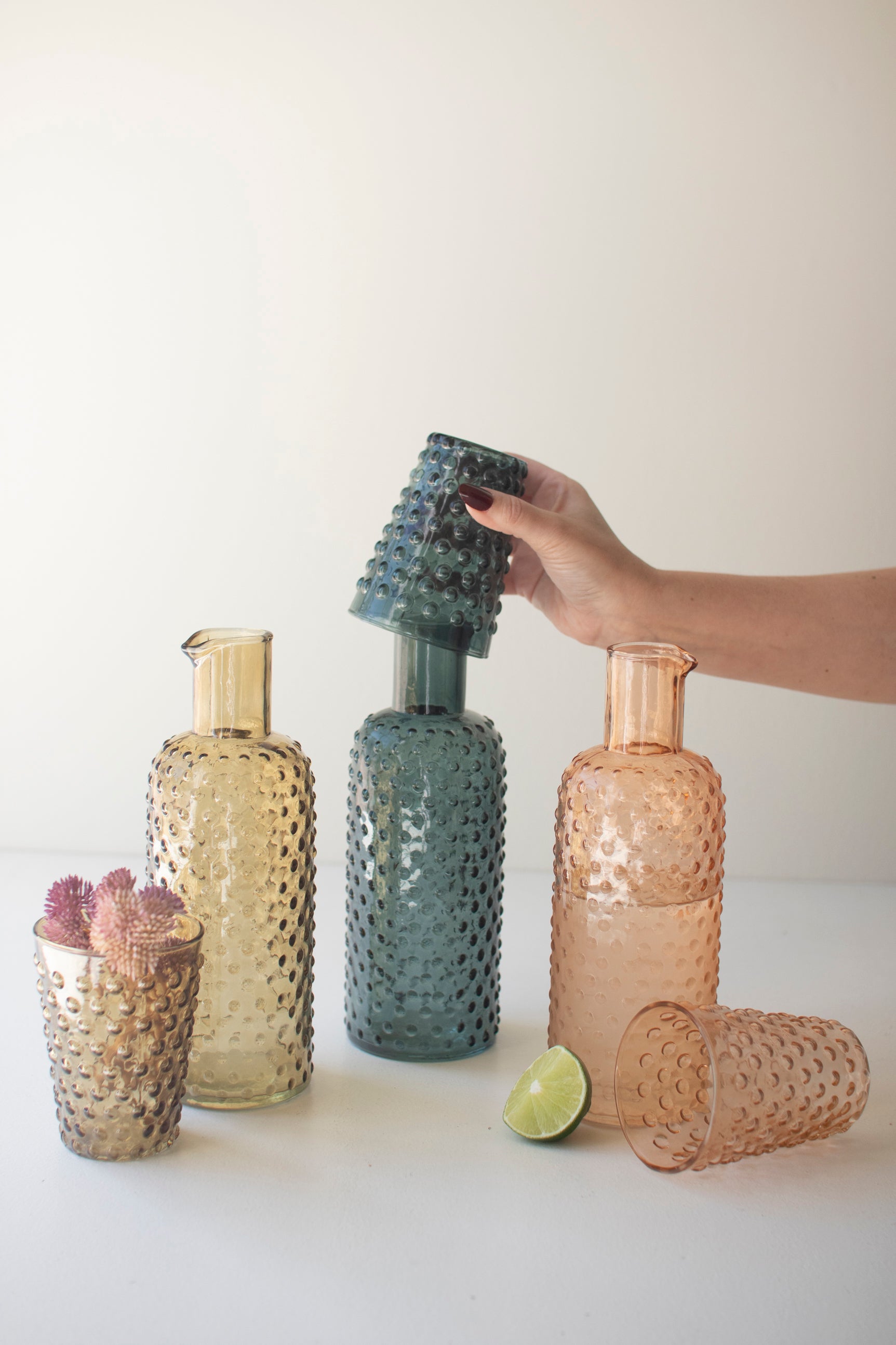 Kalalou Bubble Glass Carafe with Tumbler