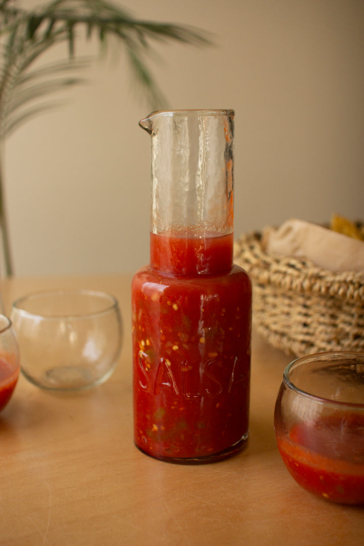 Glass Salsa Pitcher with Four Bowls