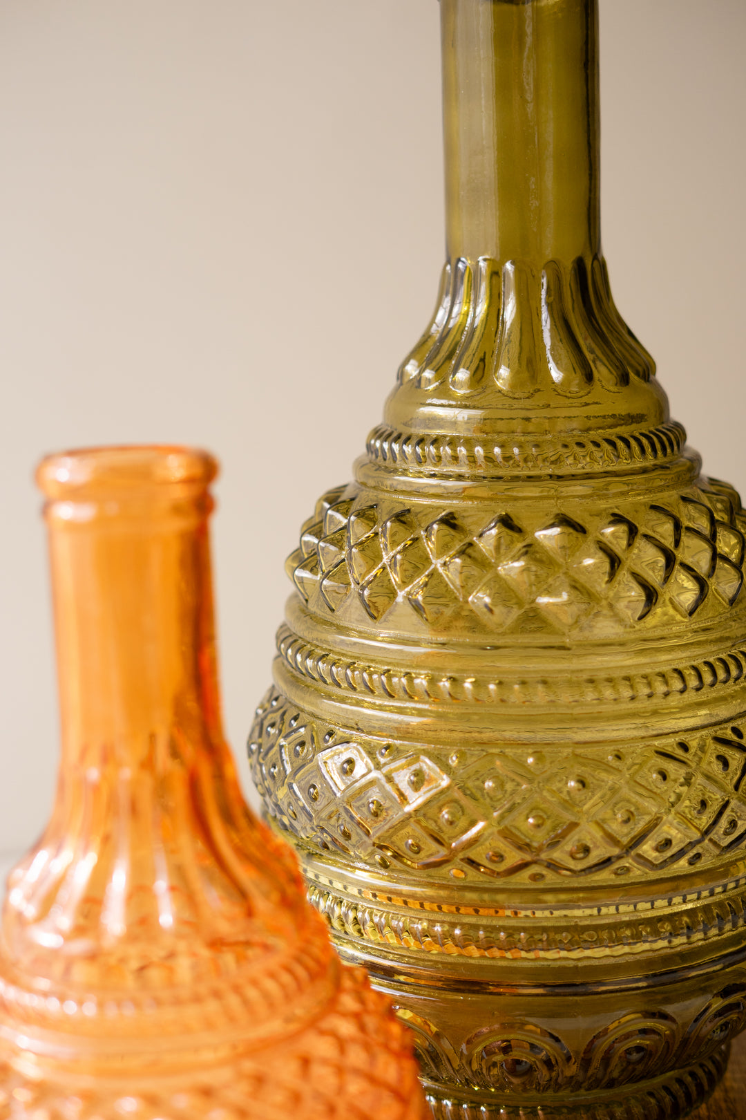 Set of 2 Large Pressed Glass Vases