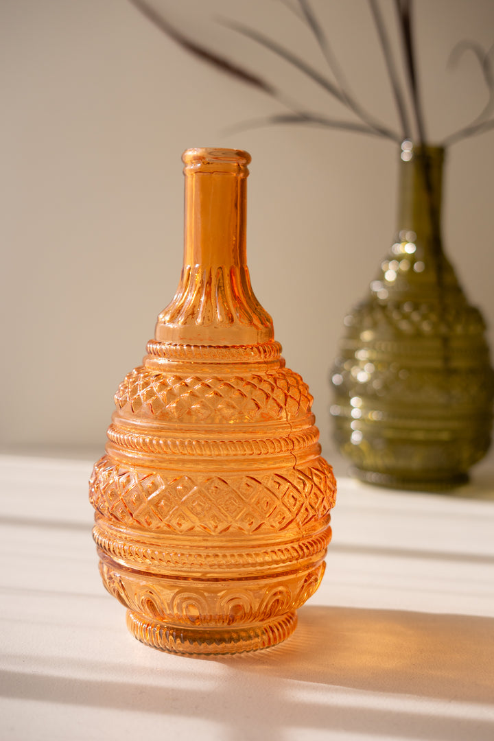 Set of 2 Large Pressed Glass Vases