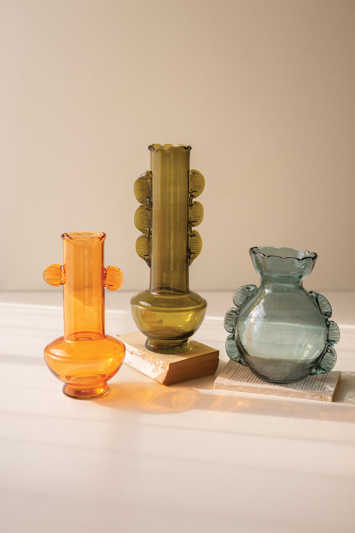 Set of 3 Funky Glass Vases