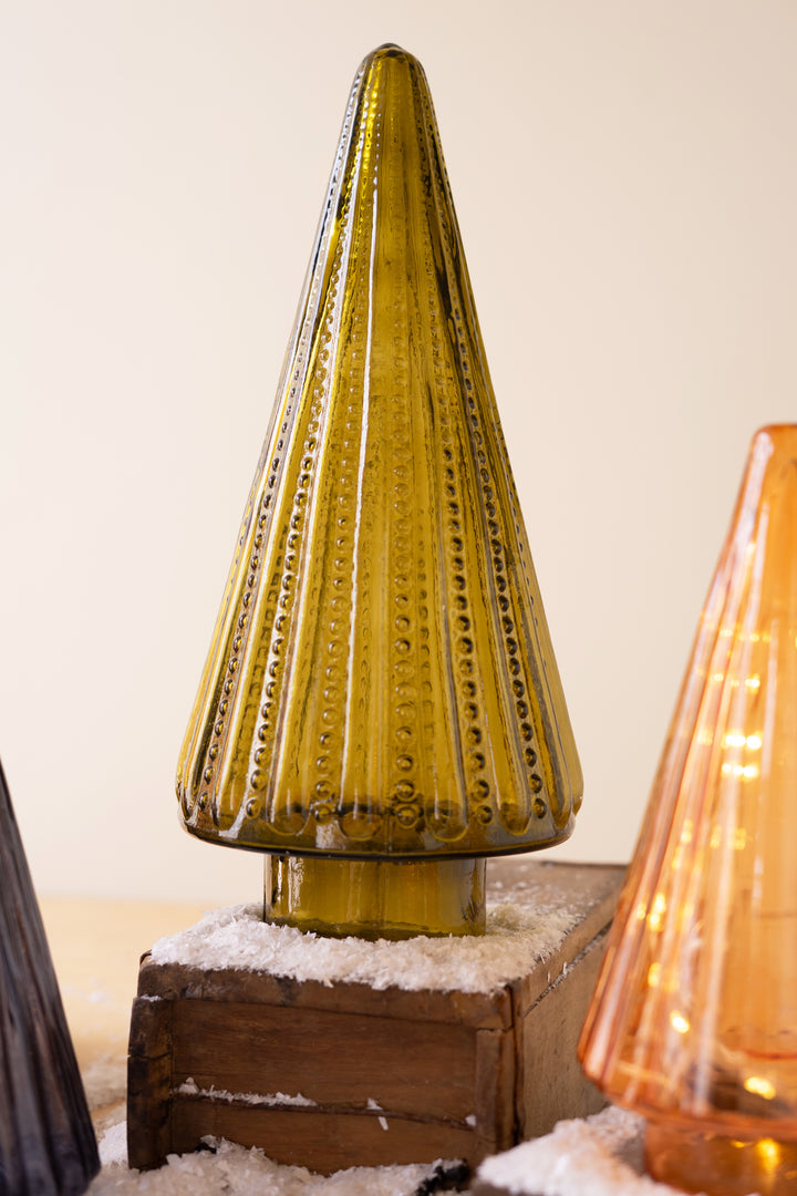 Set of 4 Multi-Color Glass Christmas Trees
