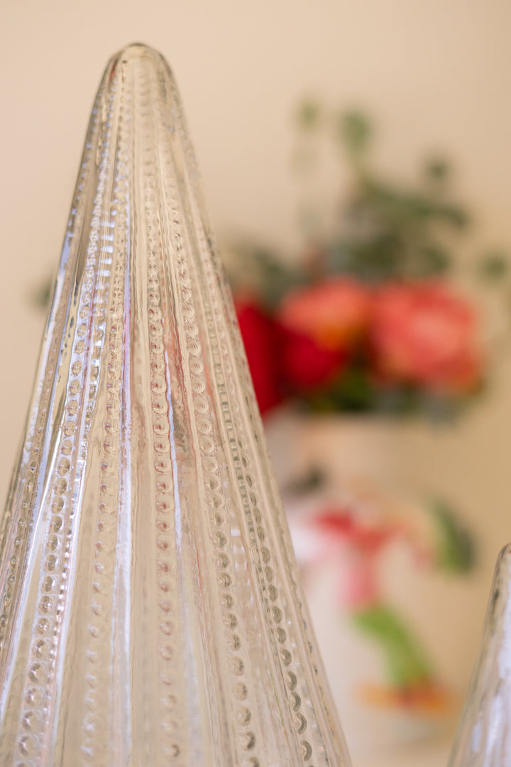 Set of 2 Clear Glass Christmas Trees