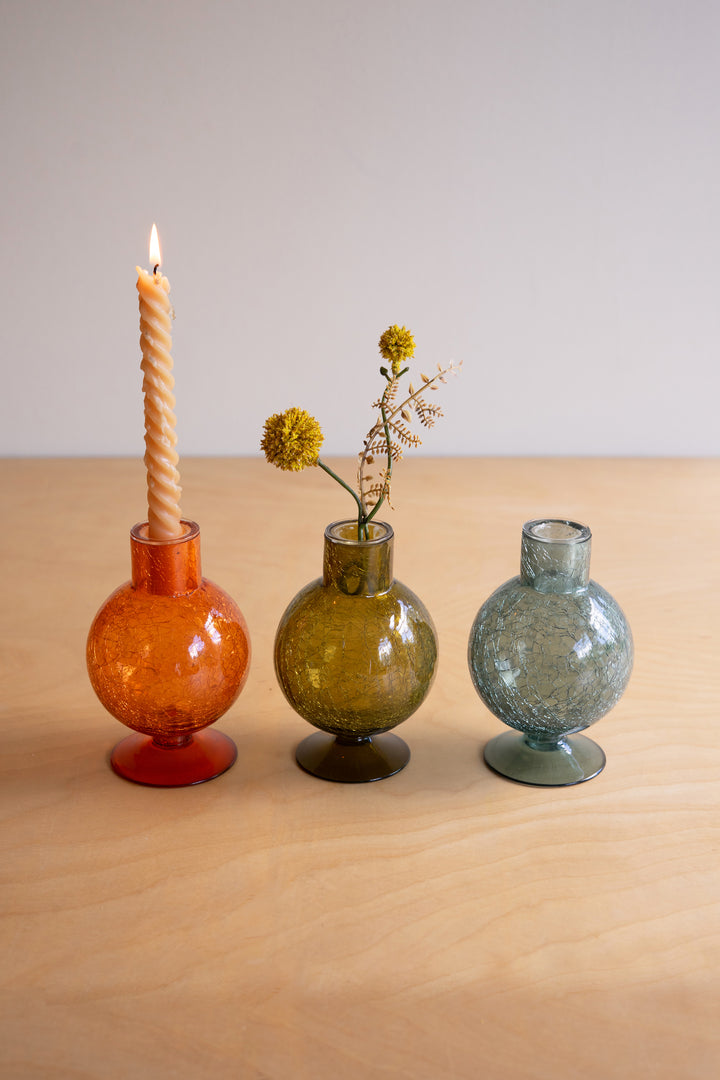 Set of 3 Glass Ball Taper Candle Holders