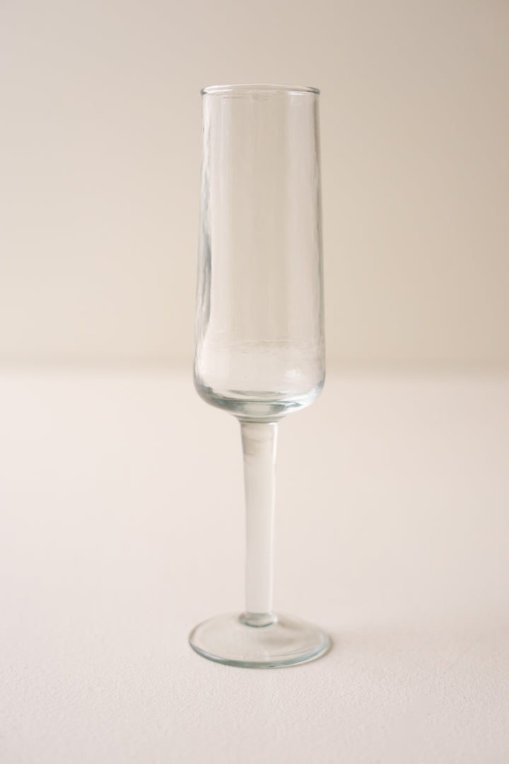 Hammered Glass Champagne Flute Set of Six