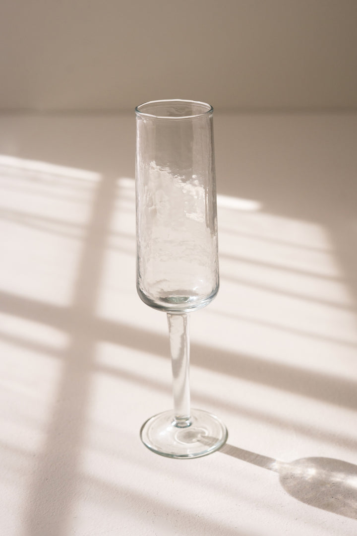 Hammered Glass Champagne Flute Set of Six